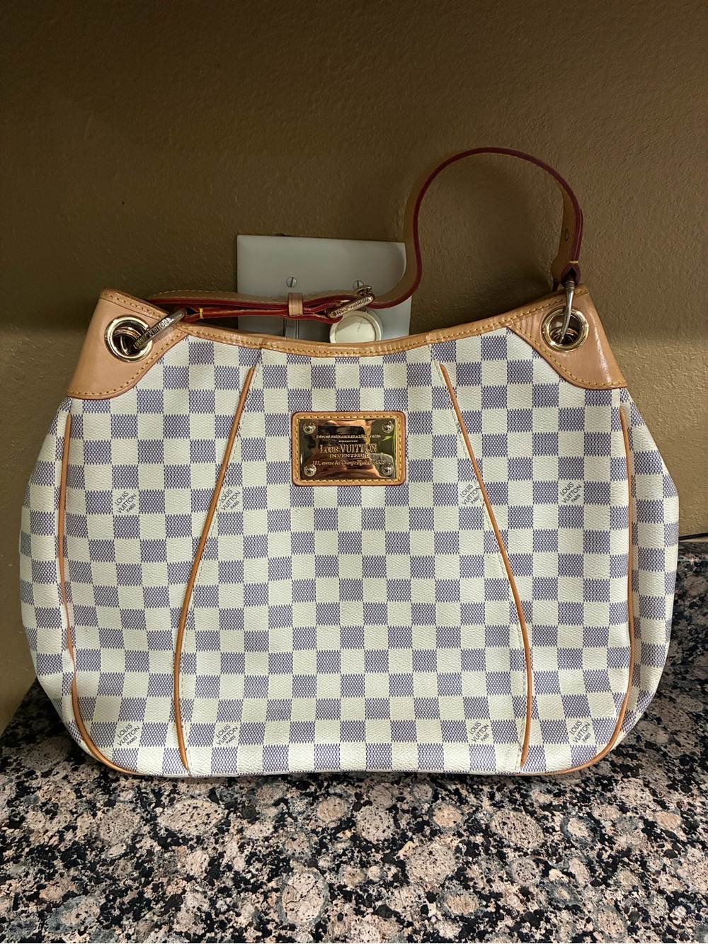 Louis Vuitton Damier Azur Canvas Tote with Natural Vachetta Trim